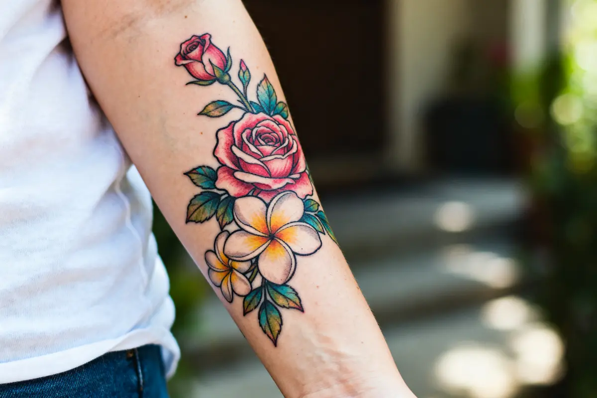 Tatouage fleur sur bras de femme : 29 idées délicates et fines