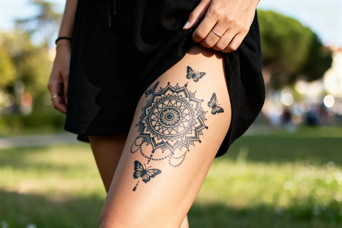 Tatouage femme sur la cuisse : 50 idées sublimes à tester !
