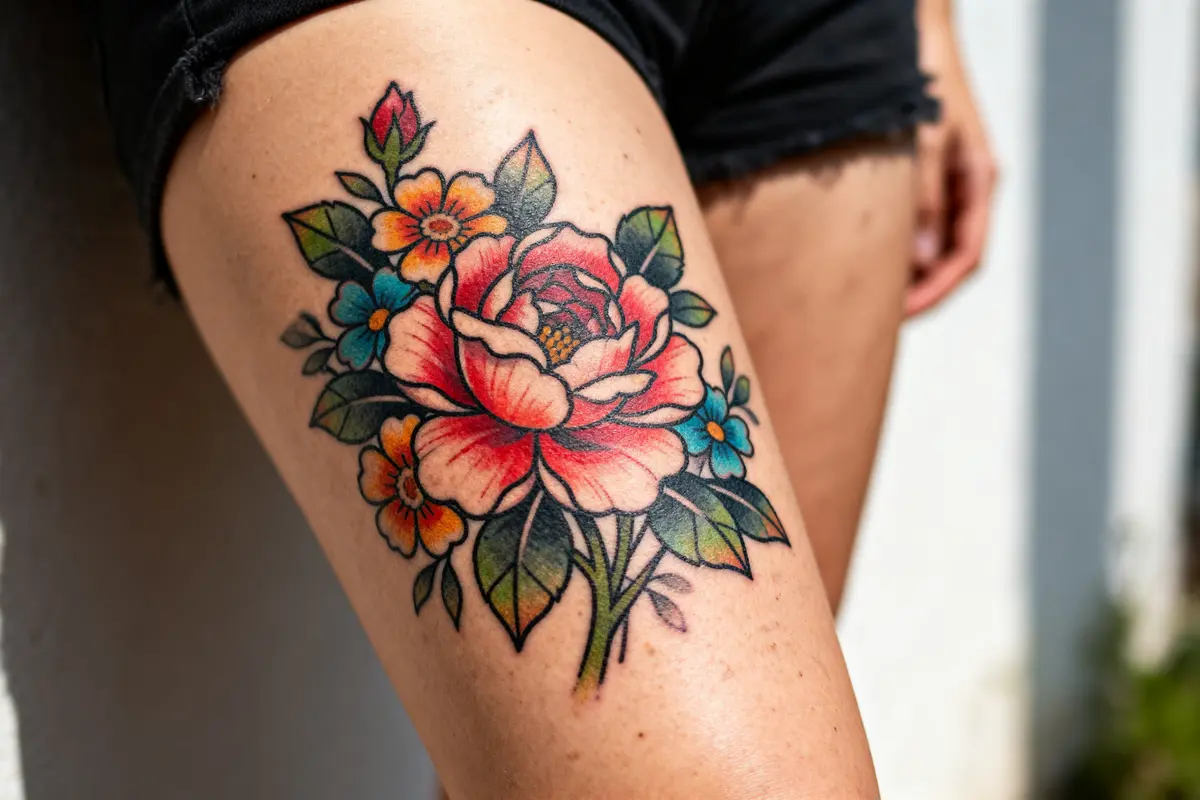 Tatouage sur les cuisses : 30 idées stylées et significations